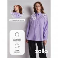 Рубашка  , классический стиль, оверсайз, длинный рукав, размер XS, фиолетовый ZOLLA