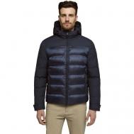 куртка , демисезон/зима, силуэт прямой, капюшон, карманы, манжеты, размер 48, синий Geox