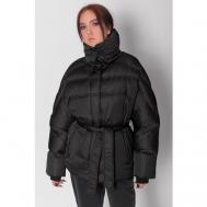 Куртка  , демисезон/зима, силуэт прилегающий, подкладка, без капюшона, размер 44, черный NITIA
