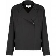 куртка  , средней длины, силуэт прилегающий, манжеты, размер 46, черный MM6 MAISON MARGIELA