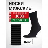 Мужские носки , 15 пар, размер 27(41-42), черный Белорусские