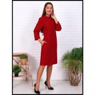 Платье-толстовка повседневное, классическое, прямой силуэт, миди, карманы, размер 52, бордовый RELAX TEXTILE