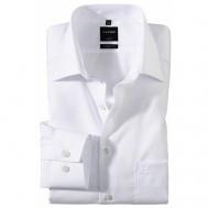 Рубашка , деловой стиль, полуприлегающий силуэт, классический воротник, длинный рукав, манжеты, карманы, однотонная, размер 45, белый Olymp