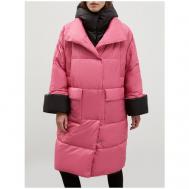 Куртка  , демисезон/зима, средней длины, силуэт прямой, подкладка, капюшон, размер M/L, розовый Finn Flare