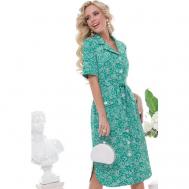 Платье-рубашка , вискоза, повседневное, прямой силуэт, размер 48, зеленый DSTrend