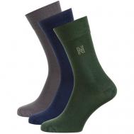 Носки  унисекс , 3 пары, классические, быстросохнущие, антибактериальные свойства, износостойкие, размер 43-46, серый, зеленый Norfolk Socks