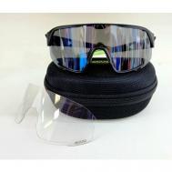 Солнцезащитные очки , спортивные, сменные линзы, с защитой от УФ, зеркальные, черный 4KAAD