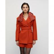 Пальто  , шерсть, силуэт свободный, укороченное, размер S, оранжевый I Am Studio