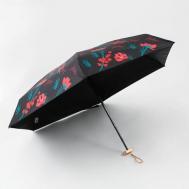 Зонт механика, 2 сложения, 6 спиц, для женщин, черный, красный MVA