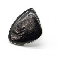 Кольцо , бижутерный сплав, обсидиан, размер 18, черный Радуга Камня