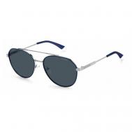 Солнцезащитные очки , авиаторы, оправа: металл, поляризационные, для мужчин, серебряный Polaroid