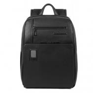 Рюкзак  планшет , натуральная кожа, отделение для ноутбука, регулируемый ремень, черный Piquadro