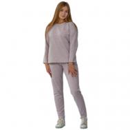 Комплект , футболка, брюки, укороченный рукав, пояс на резинке, трикотажная, размер 46, розовый TWINS