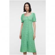 Платье-рубашка , прилегающее, миди, подкладка, размер XS, зеленый BEFREE