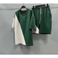 Костюм  мужской спортивный летний для занятия спортом, шорты майка, размер 54, зеленый, белый JOOLs Fashion