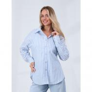 Рубашка  , повседневный стиль, свободный силуэт, манжеты, размер 42-44, голубой Vitacci