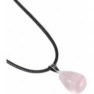 Колье  Кулон / подвеска / талисман Капелька объемное из натурального камня на шнурке, Розовый кварц, 2 см, кварц GROW UP