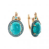 Серьги Ореол, золото, 585 проба, раухтопаз, голубой, зеленый Aureol jewelry