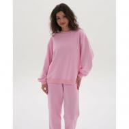 Костюм , свитшот и брюки, повседневный стиль, оверсайз, карманы, капюшон, манжеты, трикотажный, размер 42/48, розовый Kisselman
