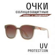 Солнцезащитные очки  MI1011-C4, квадратные, оправа: пластик, с защитой от УФ, поляризационные, коричневый MIOFORM