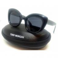 Солнцезащитные очки , кошачий глаз, оправа: пластик, поляризационные, с защитой от УФ, для женщин, черный Tony Morgan