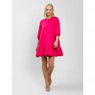 Платье-футболка вискоза, свободный силуэт, мини, карманы, размер 44, красный, розовый JVL Fashion