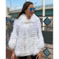 Манто , енот, средней длины, оверсайз, размер 44-60, белый Sibilla Furs