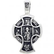 Православный нательный крестик Деисус и Ангел Хранитель Serebromag Малахит