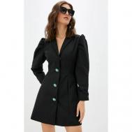 Платье-пиджак , креп, полуприлегающее, мини, размер XL, черный CAVO