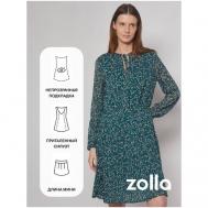 Платье , шифон, в классическом стиле, прилегающее, до колена, подкладка, размер XS, зеленый ZOLLA