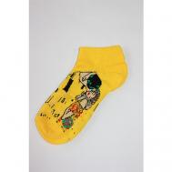 Женские носки  средние, ослабленная резинка, фантазийные, нескользящие, подарочная упаковка, на Новый год, износостойкие, размер 36-43, желтый FRIDA