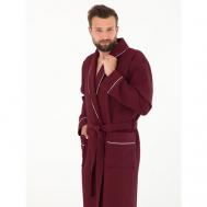 Халат , длинный рукав, банный халат, пояс/ремень, карманы, размер 52, бордовый Everliness