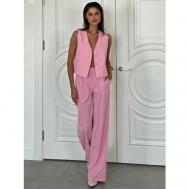 Костюм, жилет и брюки, повседневный стиль, прямой силуэт, размер 44, розовый TIZARA