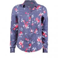 Рубашка  , флористический принт, размер XXS, синий TALLY WEIJL