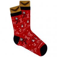 Носки  унисекс , 1 пара, на Новый год, вязаные, на 23 февраля, фантазийные, размер 34-39, черный, красный BOOOMERANGS