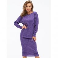 Костюм , джемпер и юбка, классический стиль, полуприлегающий силуэт, трикотажный, размер 48, фиолетовый ZONE16