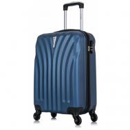 Умный чемодан , пластик, ABS-пластик, рифленая поверхность, водонепроницаемый, износостойкий, 45 л, размер S, синий Lacase