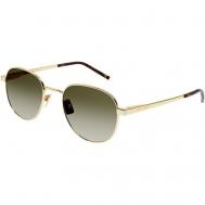 Солнцезащитные очки , круглые, оправа: металл, градиентные, для мужчин, золотой Saint Laurent