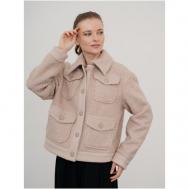Куртка  , демисезон/лето, укороченная, силуэт свободный, карманы, для беременных, размер S(42-44), бежевый Модный дом Виктории Тишиной