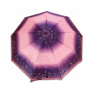 Смарт-зонт , полуавтомат, 3 сложения, купол 96 см., 8 спиц, для женщин, фиолетовый, розовый GALAXY OF UMBRELLAS
