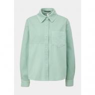 Куртка-рубашка  , средней длины, силуэт прямой, без капюшона, манжеты, карманы, размер S, зеленый Q/S by s.Oliver