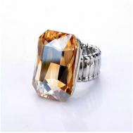 Кольцо помолвочное , бижутерный сплав, кристалл, размер 16, оранжевый, серебряный ( VERBA )
