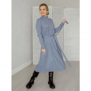 Платье , вискоза, полуприлегающее, миди, размер 48, голубой Совушка Трикотаж