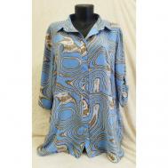 Рубашка , повседневный стиль, полуприлегающий силуэт, укороченный рукав, размер 66, голубой Без бренда