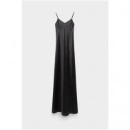 Платье , атлас, прилегающее, открытая спина, размер 38, черный GOOROO
