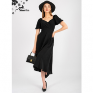Платье-тюльпан , прилегающее, миди, размер 48, черный Sinelia
