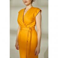 Платье с запахом , повседневное, полуприлегающее, миди, размер 44, оранжевый Olga Skazkina