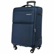 Умный чемодан , пластик, текстиль, алюминий, водонепроницаемый, ребра жесткости, 80 л, размер M, синий DISONBOLO