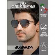 Солнцезащитные очки , прямоугольные, оправа: металл, ударопрочные, градиентные, с защитой от УФ, для мужчин, черный Exenza