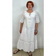 Платье-тюльпан хлопок, полуприлегающее, макси, подкладка, размер 46-48, белый Made in Italy